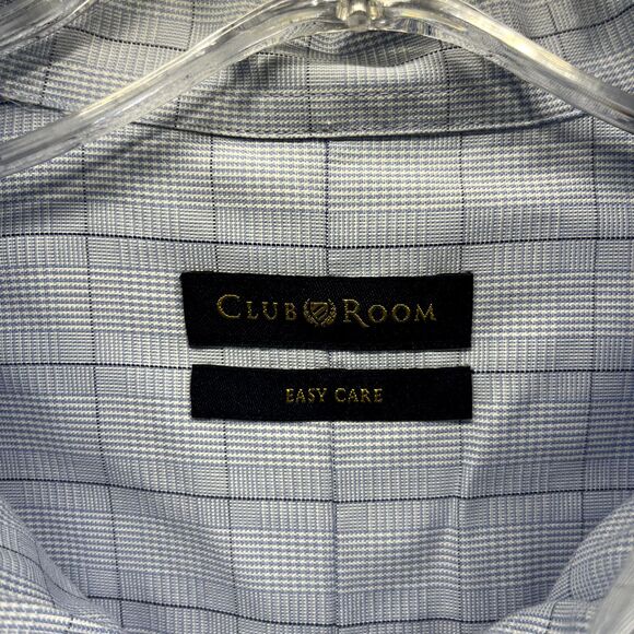 Club Room Shirt Mens Large 16 34 / 35 Blue Plaid Button Down Pocket Easy care - Picture 10 of 16
